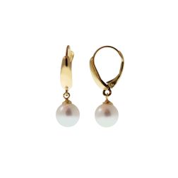 Classic Hook Earrings 7.5mm Freshwater Pearl in Yellow Gold