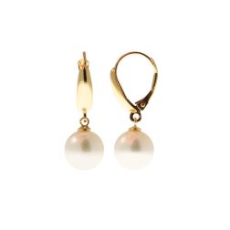 Classic Hook Earrings 9mm Freshwater Pearl in Yellow Gold