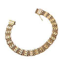 Bracciale a segmenti Foglioline Diamantate e Filo Torto in Oro Giallo