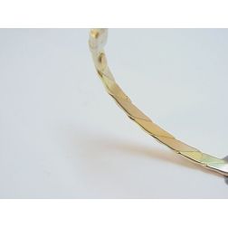 Hammered Rigid Bracelet in Yellow and White Gold