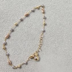 Bracciale a catena Sfere e Chicchi sfaccettati in Oro tre colori