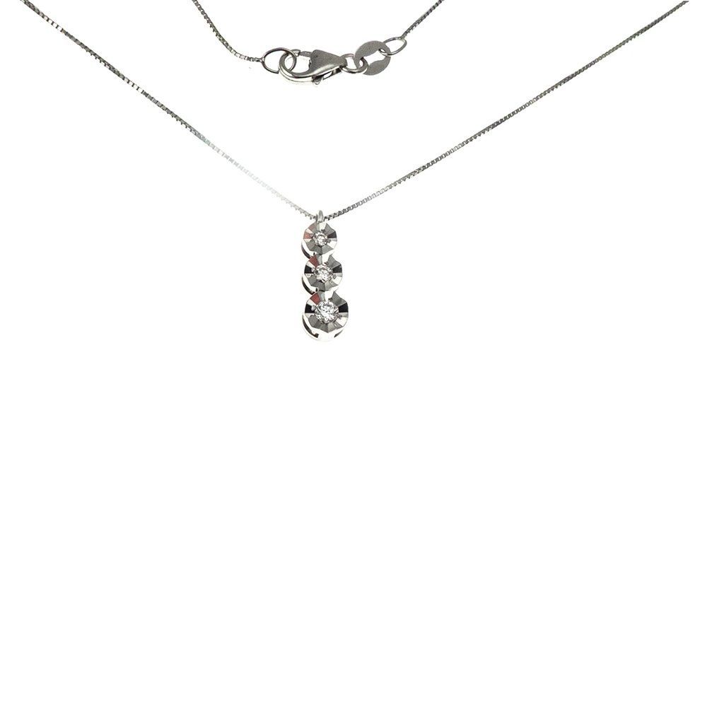 Trilogy Faceted Circle Necklace with Climbing Diamonds - Venetian chain