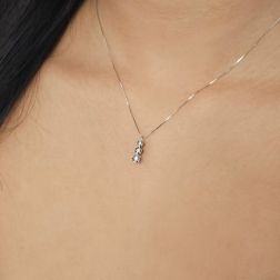 photo of worn Trilogy Faceted Circle Necklace with Climbing Diamonds - Venetian chain