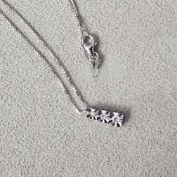 Trilogy Faceted Square Necklace with Climbing Diamonds - Venetian chain