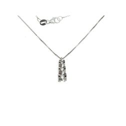 Trilogy Faceted Square Necklace with Climbing Diamonds - Venetian chain