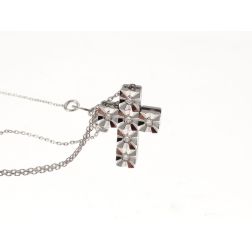 Girocollo Croce Sfaccettata 6 Diamanti - catena Rolottina