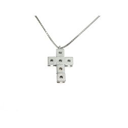 Girocollo Croce 6 Diamanti Quadrati Sfaccettati - catena Veneta