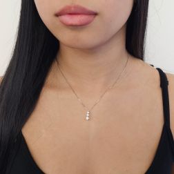 photo of worn Trilogy Sparkle Necklace with Descending Diamonds in White Gold