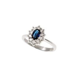 Kate Small Sapphire Ring 6x4mm with 10 Diamonds