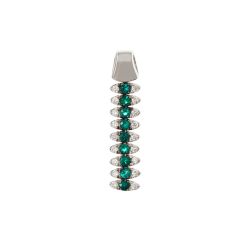 Vertical Navette Pendant with 9 Emeralds and 18 Diamonds