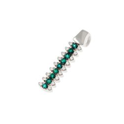 Vertical Navette Pendant with 9 Emeralds and 18 Diamonds