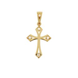 Gothic Cross Pendant in yellow Gold with Diamonds