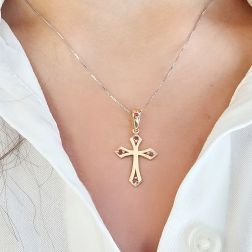 Photo of worn Gothic Cross Pendant in Yellow Gold with Rubies