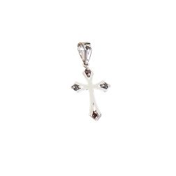 Gothic Cross Pendant in White Gold with Black Diamonds