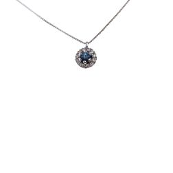 Girocollo Veneta 0.5mm Punto Luce Zaffiro Blu Contornato Oro Bianco