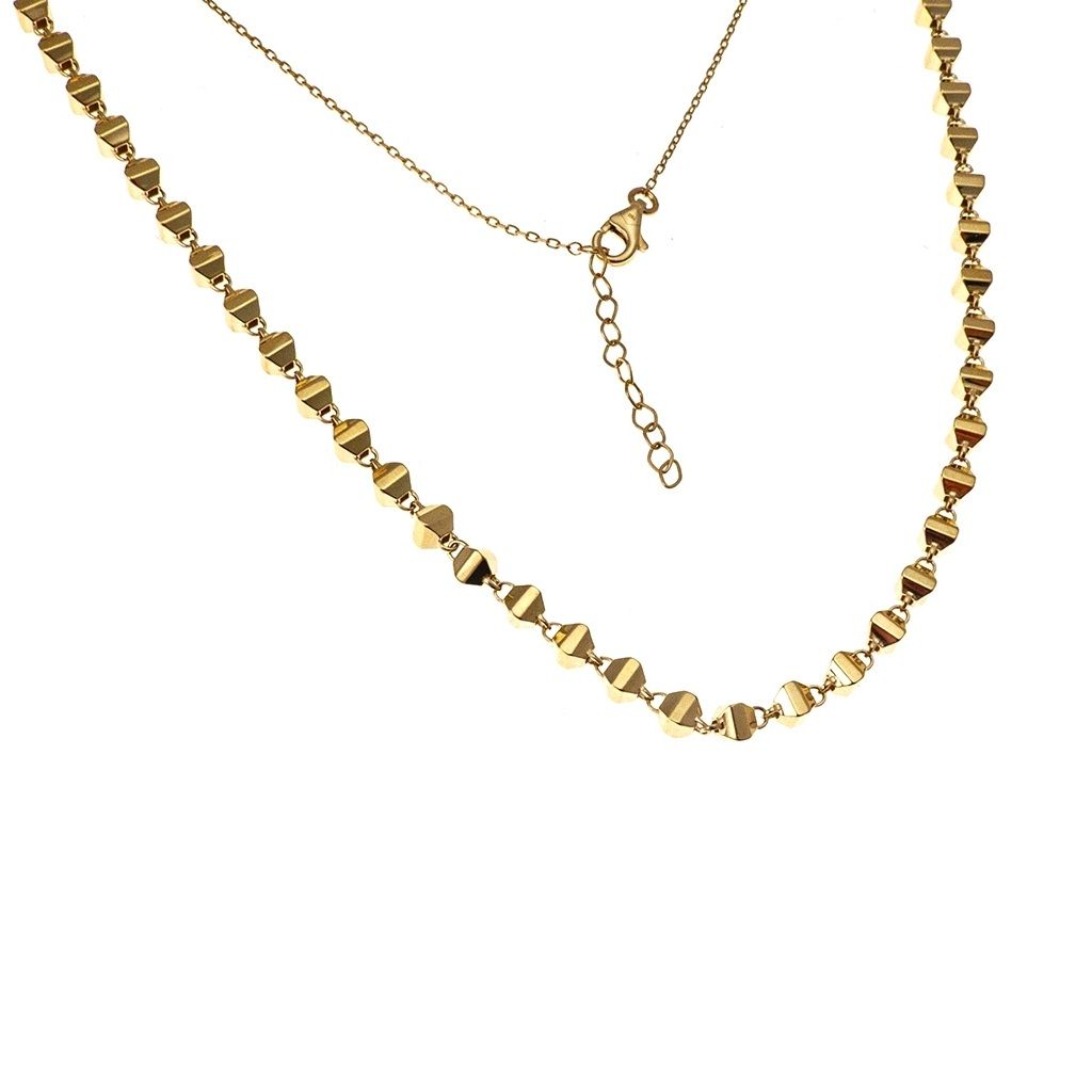 Three-dimensional trapezoid necklace in yellow gold
