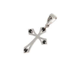 Gothic Cross Pendant in White Gold with Black Diamonds