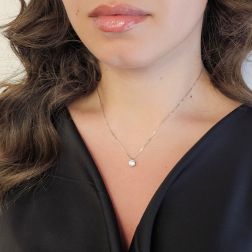 Photo of worn Light Point Solitaire 0.70ct/0.80ct Diamond Venetian Necklace