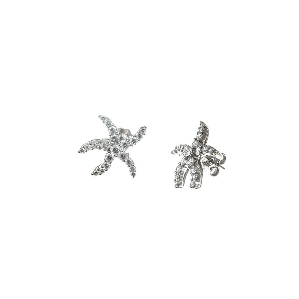 Orecchini Stella Marina con Diamanti Oro Bianco