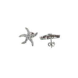 Starfish Earrings with Diamonds in White Gold