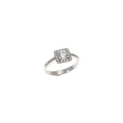 Anello Solitario Contornato Squadrato Diamante 0.50ct