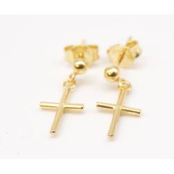 Cross earrings in 18kt yellow gold
