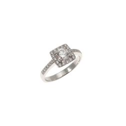 Anello Solitario Contornato Squadrato Diamante 0.50ct