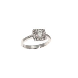 Anello Solitario Contornato Squadrato Diamante 0.50ct