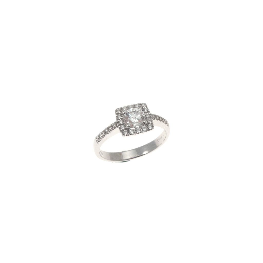 Anello Solitario Contornato Squadrato Diamante 0.50ct