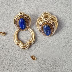 Orecchini "Nascita di Venere" in Oro Giallo con Lapislazzuli Blu