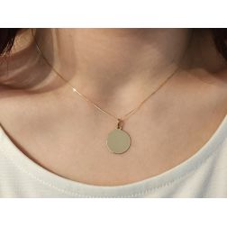Photo of worn Yellow Gold 1,58cm diameter Round Medal Pendant 0,30mm Thickness