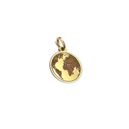 Ciondolo Medaglia Planisfero Tonda diametro 1,58cm Oro Giallo Spessore 0,30mm