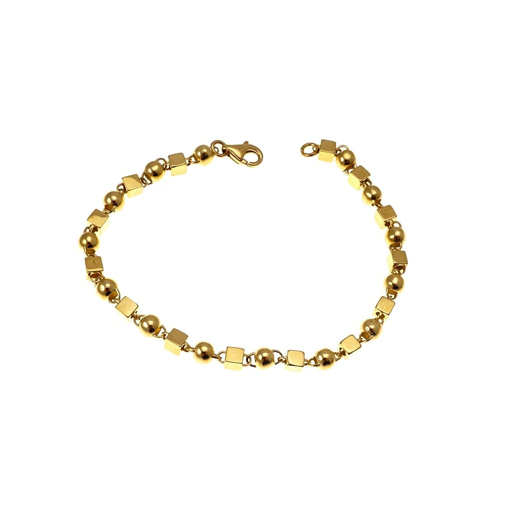 Bracciale con Cubi e Sfere in Oro Giallo