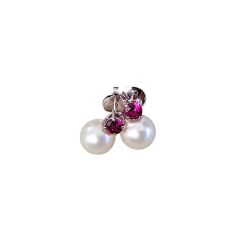 Orecchini Perle Freshwater 8.5mm con Rodolite 4mm