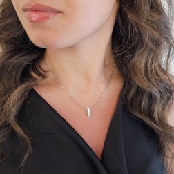 Photo of worn White gold Trilogy Necklace 1.22ct Diamonds