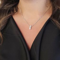 Photo of worn White gold Trilogy Necklace 1.22ct Diamonds