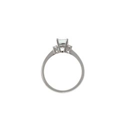 7x5mm Octagonal Aquamarine Solitaire Ring with 2 Diamonds in White Gold