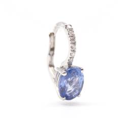 Orecchini Barretta Diamanti con Zaffiro Blu Ovale