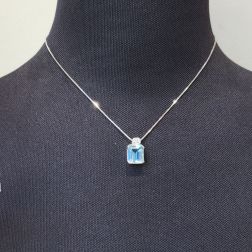Octagonal Aquamarine Pendant Necklace