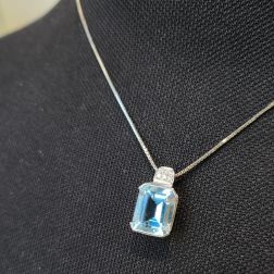 Collana Ciondolo Acquamarina Ottagonale