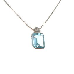 Octagonal Aquamarine Pendant Necklace