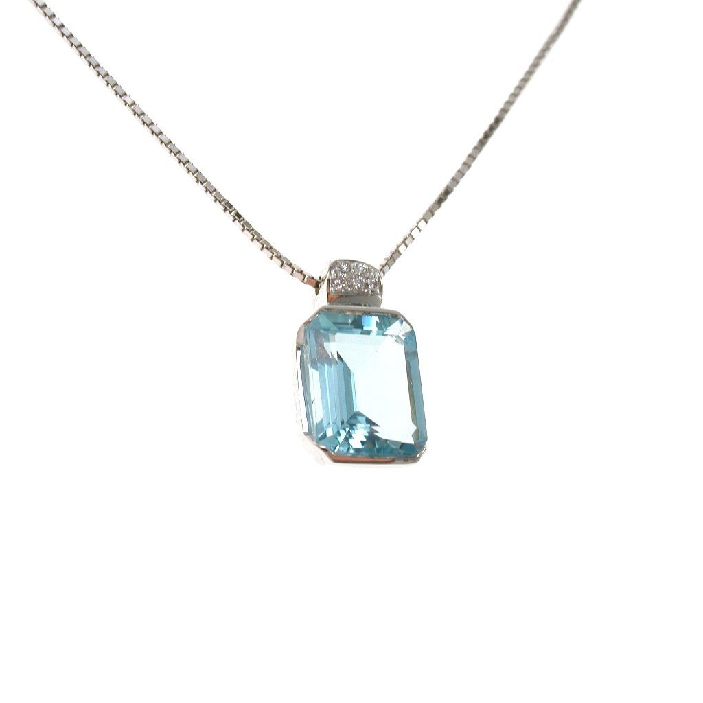 Octagonal Aquamarine Pendant Necklace