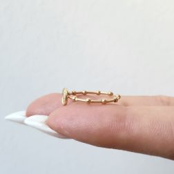 Yellow Gold Holy Mary Rosary Ring