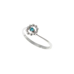Anello Solitario Easy Flower Diamante Blu Oro Bianco