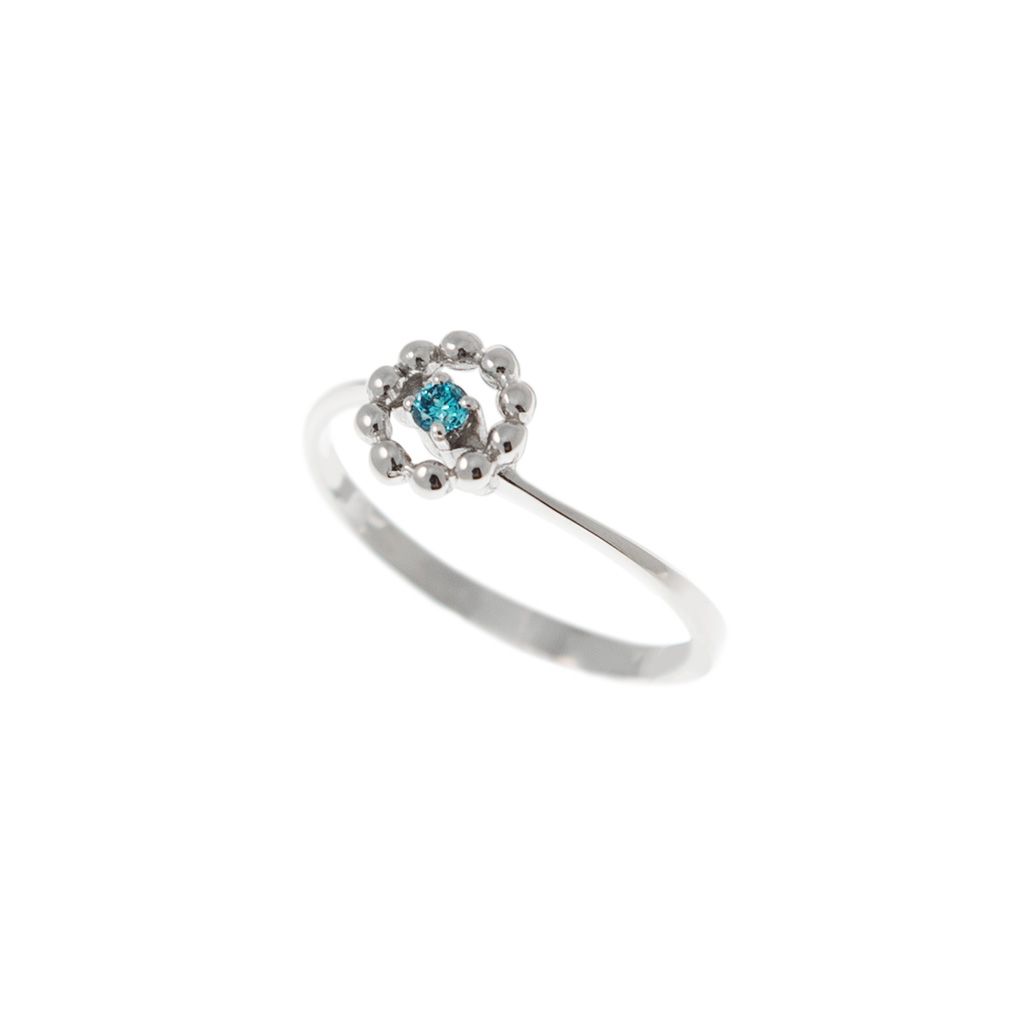 Anello Solitario Easy Flower Diamante Blu Oro Bianco