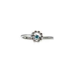 Anello Solitario Easy Flower Diamante Blu Oro Bianco