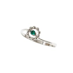 Anello Solitario Easy Flower Smeraldo Oro Bianco
