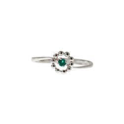 Anello Solitario Easy Flower Smeraldo Oro Bianco