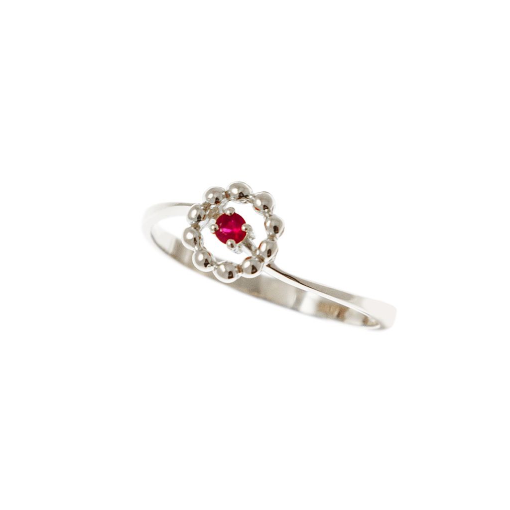 Anello Solitario Easy Flower Rubino Oro Bianco