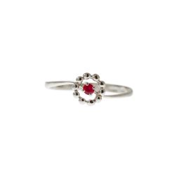 Anello Solitario Easy Flower Rubino Oro Bianco